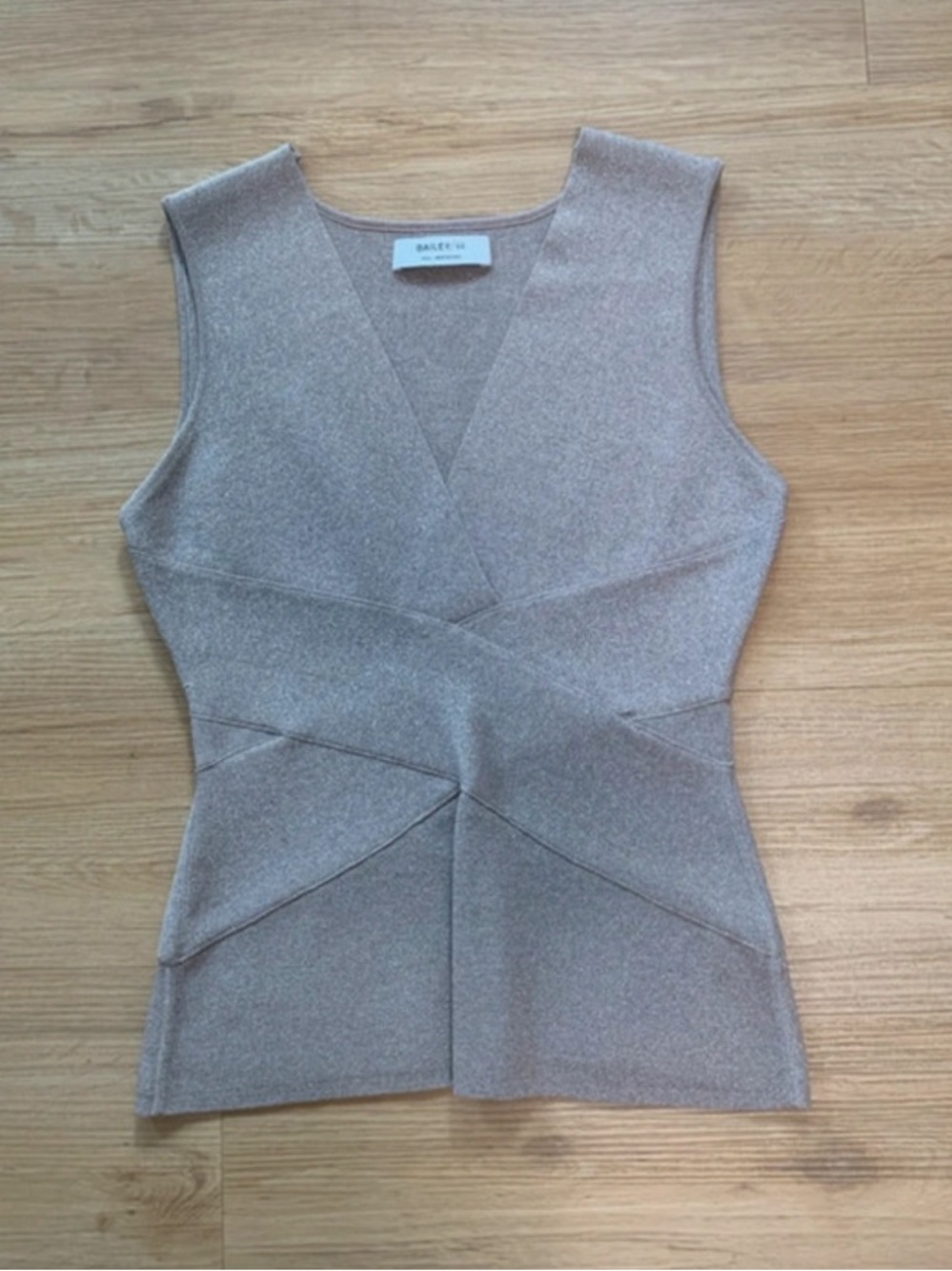Bailey 44 Metallic Knit Cross Cross Blouse S